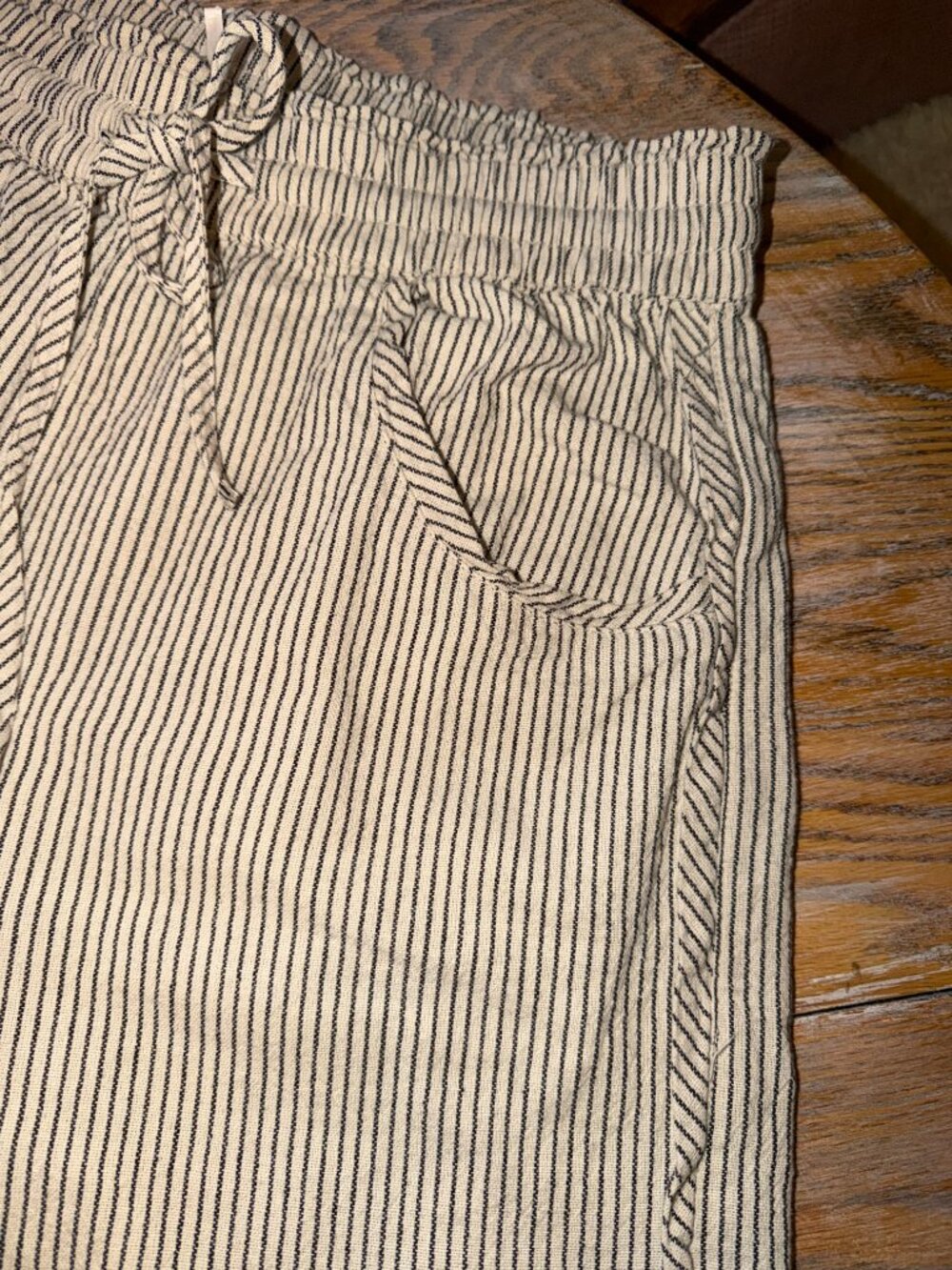 FREE PEOPLE textured stripe cotton pull on pant/pockets/cropped/L - Picture 5 of 9